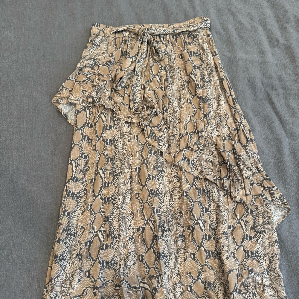 Brown Patterned Maxi Skirt